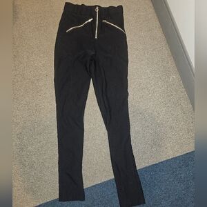 Garage Black High-Waisted Pants with Zipper Detail Size S